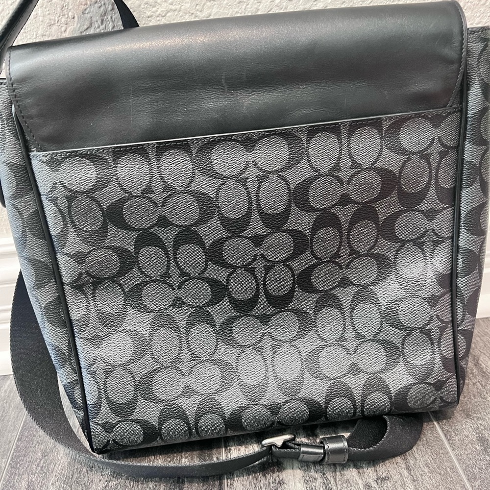 Coach Signature Messenger Bag - Charcoal/Black.  USED TWICE - LIKE NEW